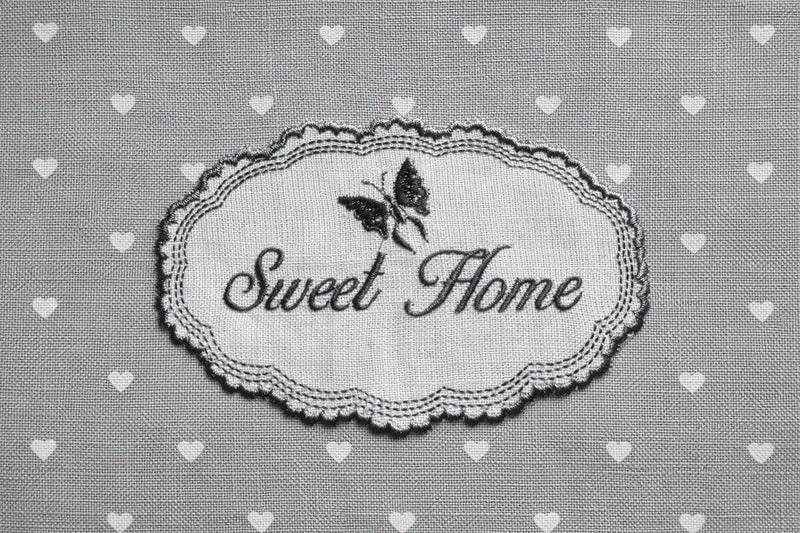 Schlaufen Scheibengardine Füssen Sweet Home grau HxB 50x135cm