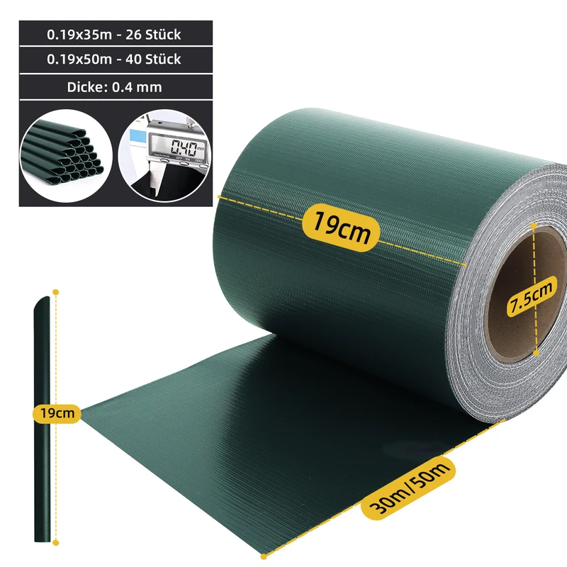 Sekey PVC Sichtschutzstreifen für Doppelstabmattenzaun – Sichtschutzband mit Befestigungsclips, UV-beständig & Wetterfest, Windschutz für Gartenzaun, Grün