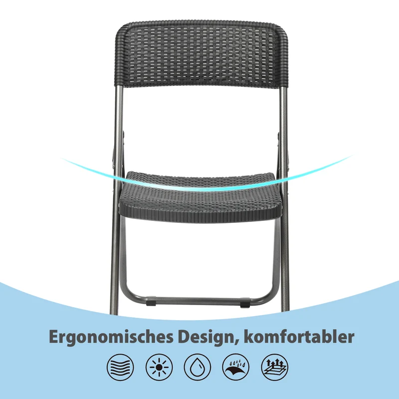 Sekey Balkonmöbel Set 5-teilig – Klappbares Balkonset für 4 Personen, Wetterfestes Rattan Gartenmöbel Set mit 4 Klappstühlen & Tisch, Bistro Set für Balkon, Terrasse und Garten