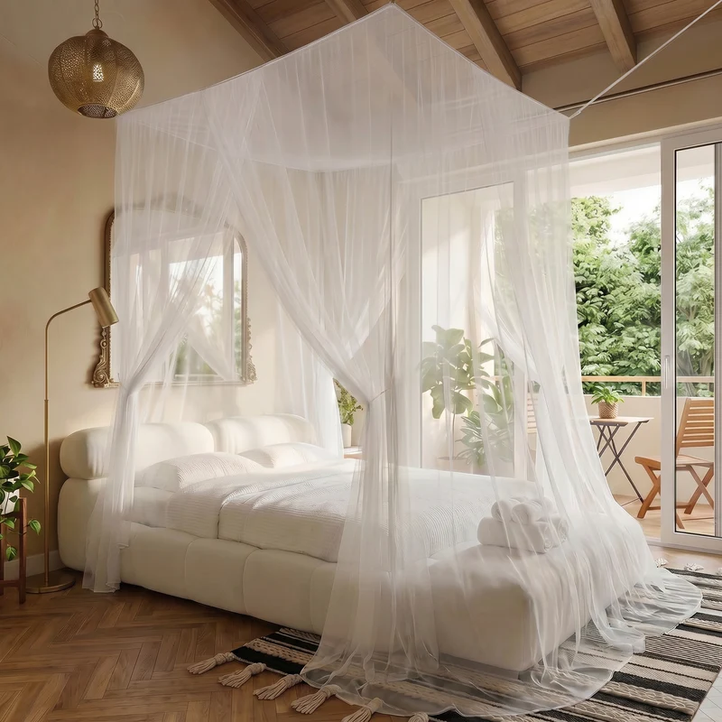 Sekey Moskitonetz für Doppelbett 220×200×200 cm – 2 Eingänge, 360° Insektenschutz, 220 Mesh Feinmaschig, mit Aufhängeset für Zuhause, Reisen & Camping
