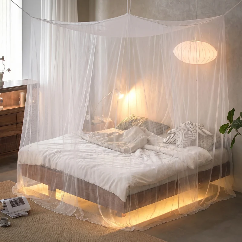 Sekey Moskitonetz für Doppelbett 220×200×200 cm – 2 Eingänge, 360° Insektenschutz, 220 Mesh Feinmaschig, mit Aufhängeset für Zuhause, Reisen & Camping