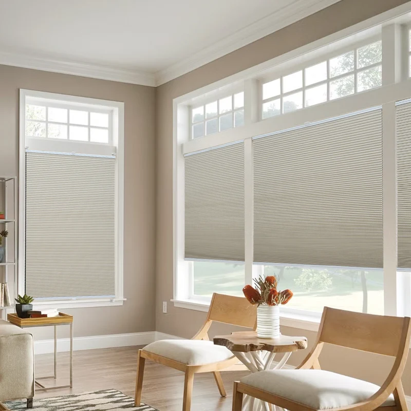Sekey Wabenplissee ohne Bohren 100 % Verdunkelung, blickdichtes Klemmfix Plissee in Textiloptik, Beige