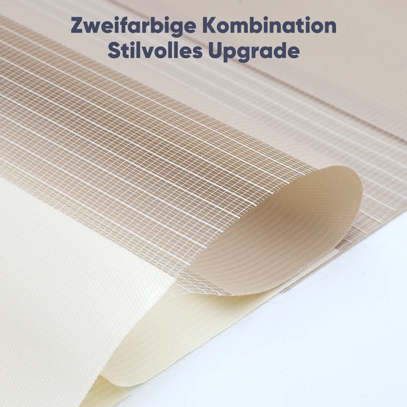 Sekey Doppelrollo Duo Rollo Klemmfix ohne Bohren Zweifarbiges Zebra Rollo in Hellbraun & Dunkelbraun mit extra breiten Stoffbahnen