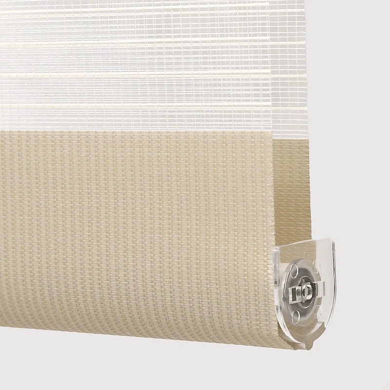 Sekey Doppelrollo Duo Rollo Klemmfix ohne Bohren Zweifarbiges Zebra Rollo in Hellbraun & Dunkelbraun mit extra breiten Stoffbahnen