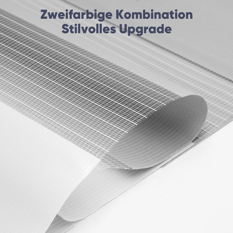 Sekey Doppelrollo Duo Rollo Klemmfix ohne Bohren Zweifarbiges Zebra Rollo mit extra breiten Stoffbahnen, freihängend, stufenlos verstellbar