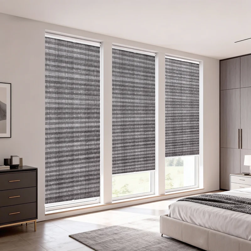 Sekey Plissee ohne Bohren, Lichtschutz Rollo Klemmfix aus Vliesstoff für Fenster & Türen, in dunkelgrau