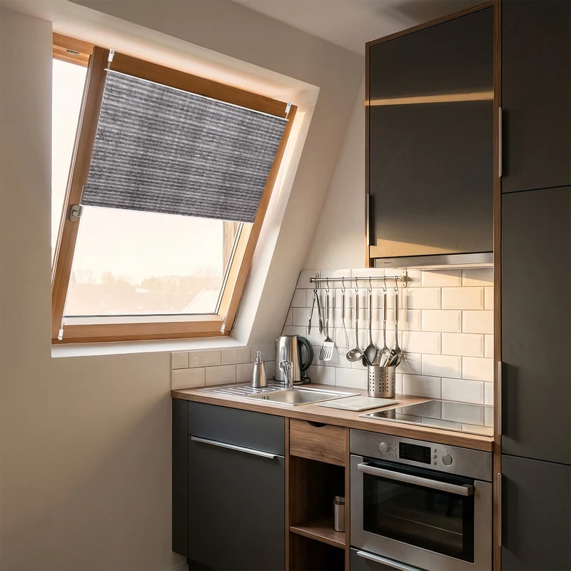 Sekey Plissee ohne Bohren, Lichtschutz Rollo Klemmfix aus Vliesstoff für Fenster & Türen, in dunkelgrau