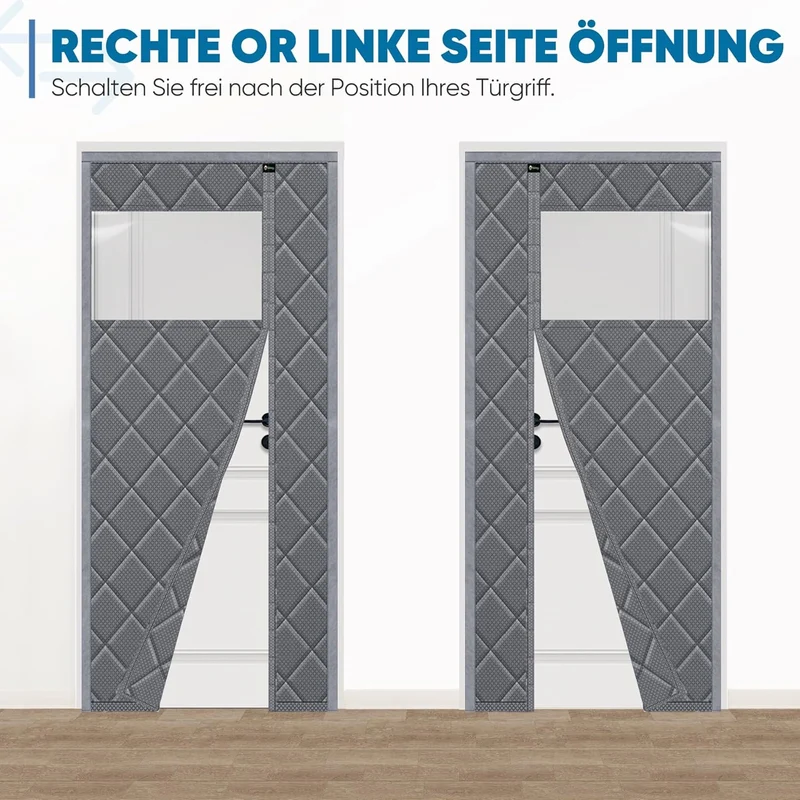 Sekey Magnetischer Thermo-Türvorhang mit seitlicher Öffnung – Wärmeschutz & Kälteschutz, winddicht, selbstklebend, für Balkon & Wohnzimmer