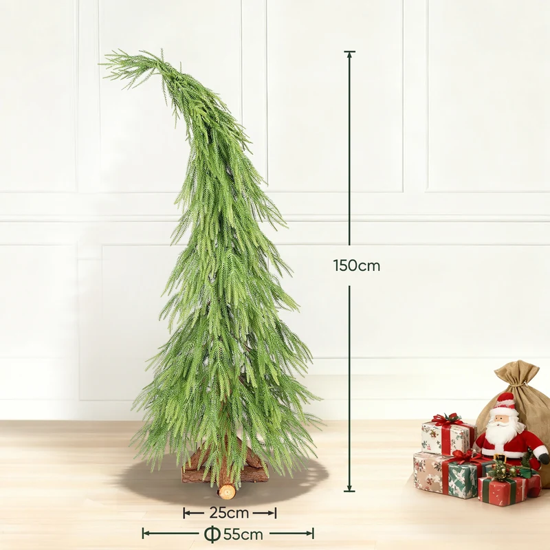 Salcar Künstlicher Weihnachtsbaum mit Holzständer – 100 % PE, zartgrün & naturgetreu – 120 cm / 150 cm, pflegeleicht & stabil