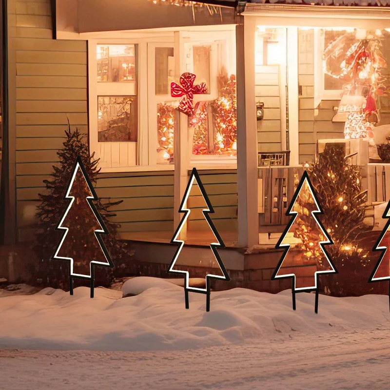 Salcar XXL 3D LED Gartenstecker Tannenbaum – 60 cm Metall-Gartenleuchte mit 100 LEDs, Warmweiß, IP44 Wasserdicht, Erdspieß & Standfuß, Weihnachtsbeleuchtung für Außen
