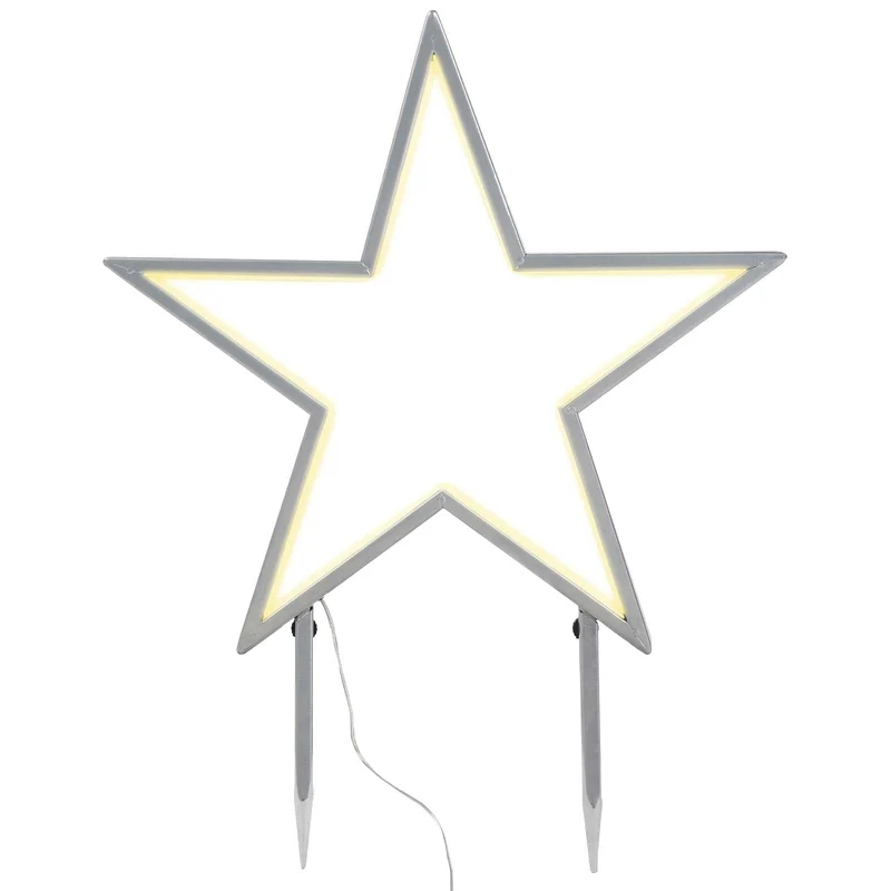 Salcar LED Gartenstecker Stern aus Metall – 50 cm Weihnachtsstern mit 100 LEDs, Warmweiß, IP44 Wasserdicht, Garten Stern Leuchte mit Erdspieß & Standfuß, Für Innen & Außen