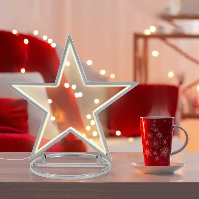 Salcar LED Gartenstecker Stern aus Metall – 50 cm Weihnachtsstern mit 100 LEDs, Warmweiß, IP44 Wasserdicht, Garten Stern Leuchte mit Erdspieß & Standfuß, Für Innen & Außen