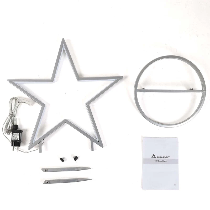 Salcar LED Gartenstecker Stern aus Metall – 50 cm Weihnachtsstern mit 100 LEDs, Warmweiß, IP44 Wasserdicht, Garten Stern Leuchte mit Erdspieß & Standfuß, Für Innen & Außen