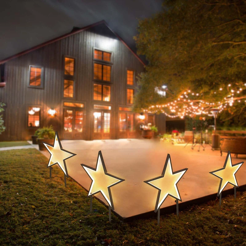 Salcar LED Gartenstecker Stern aus Metall – 50 cm Weihnachtsstern mit 100 LEDs, Warmweiß, IP44 Wasserdicht, Garten Stern Leuchte mit Erdspieß & Standfuß, Für Innen & Außen