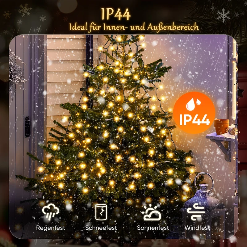 Salcar Weihnachtsbaum Lichterkette mit Sternspitze & Fernbedienung – 1,5 m (260 LED), 2 m (430 LED) oder 3 m (500 LED) Überwurf Lichterkette, Warmweiß, 8 Modi, Timer, Innen & Außen