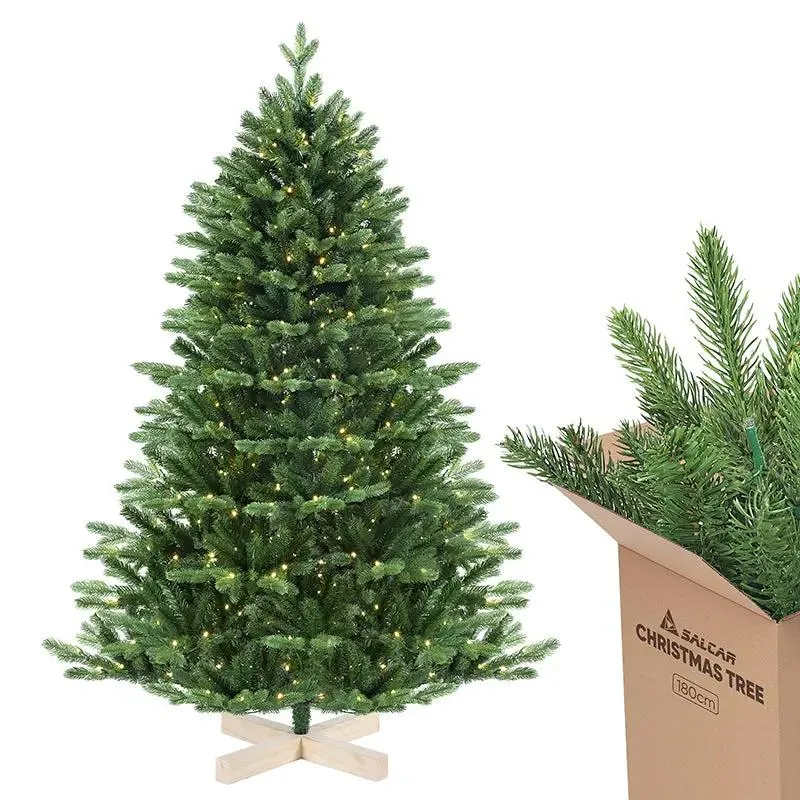 Salcar 180/210cmKünstlicher Weihnachtsbaum, Edeltanne, mit 450/650 LEDs und 1150/1486 PE-Zweigen und 472/728 PVC-Zweigen