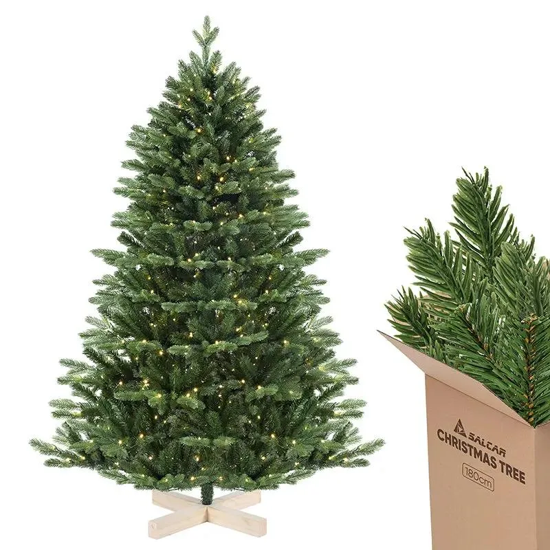 Salcar 180/210cmKünstlicher Weihnachtsbaum, Edeltanne, mit 450/650 LEDs und 1150/1486 PE-Zweigen und 472/728 PVC-Zweigen