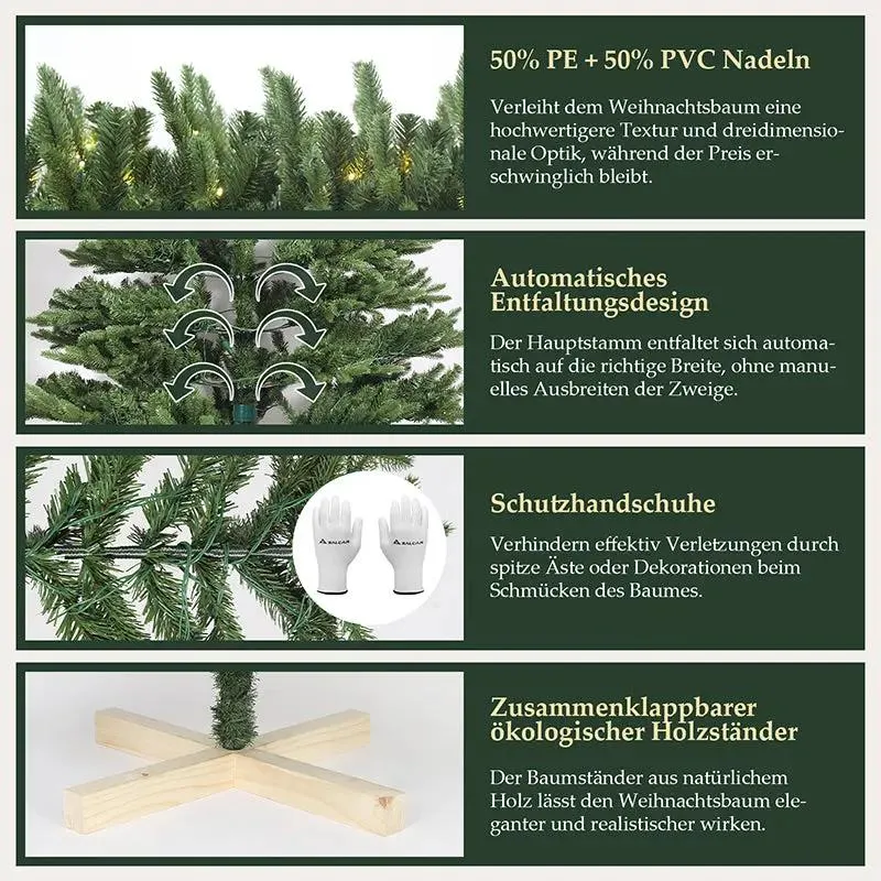 Salcar 180/210cmKünstlicher Weihnachtsbaum, Edeltanne, mit 450/650 LEDs und 1150/1486 PE-Zweigen und 472/728 PVC-Zweigen