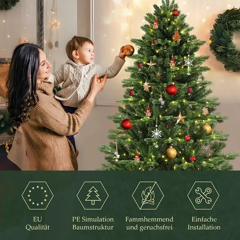 Salcar 180/210cmKünstlicher Weihnachtsbaum, Edeltanne, mit 450/650 LEDs und 1150/1486 PE-Zweigen und 472/728 PVC-Zweigen