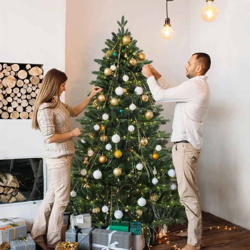 Salcar 180/210cmKünstlicher Weihnachtsbaum, Edeltanne, mit 450/650 LEDs und 1150/1486 PE-Zweigen und 472/728 PVC-Zweigen