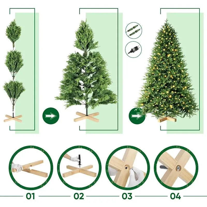 Salcar 180/210cmKünstlicher Weihnachtsbaum, Edeltanne, mit 450/650 LEDs und 1150/1486 PE-Zweigen und 472/728 PVC-Zweigen