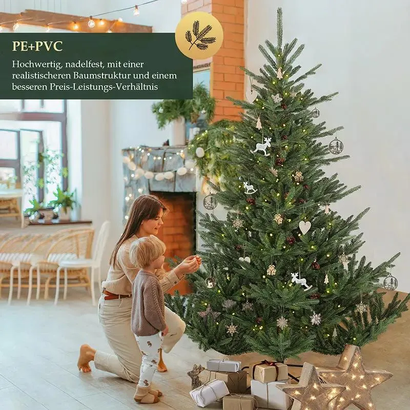Salcar 180/210cmKünstlicher Weihnachtsbaum, Edeltanne, mit 1204/1609 PE-Zweigen und 398/658 PVC-Zweigen