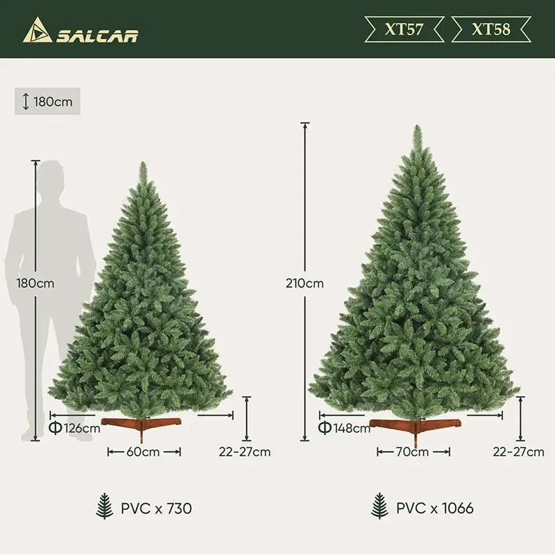 Salcar 120cm/150cm/180cm/210cm Künstlicher Weihnachtsbaum, Korea-Tanne, mit 730/1066 PVC-Nadeln