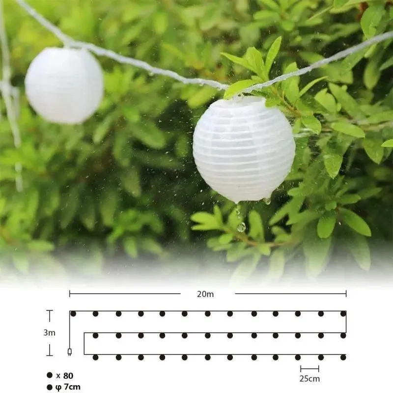 Salcar 3m/5m/10m/15m/20m LED Laternen-Lichterkette, 10/20/40/50/80 LEDs, 31V GS-zertifizierte Stromversorgung
