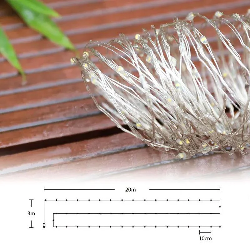 Salcar 20 m LED Micro Lichterkette, 200 LEDs, 4,5V GS zertifizierte Stromversorgung