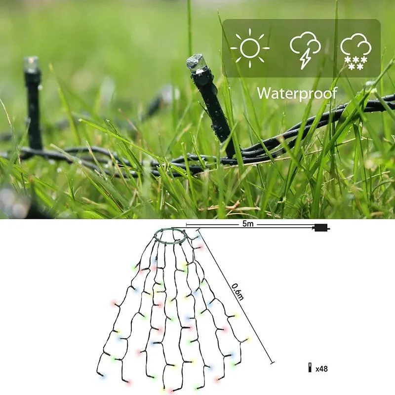 Salcar 0.6 m LED Lichterkette für Weihnachtsbaum, mit 8 Strängen, 48 LEDs
