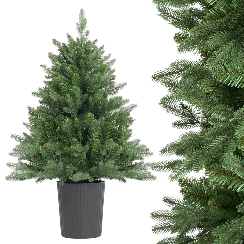 Salcar Künstlicher Weihnachtsbaum Nordmanntanne – PE & PVC, naturgetreuer Christbaum mit Topf oder Metallständer