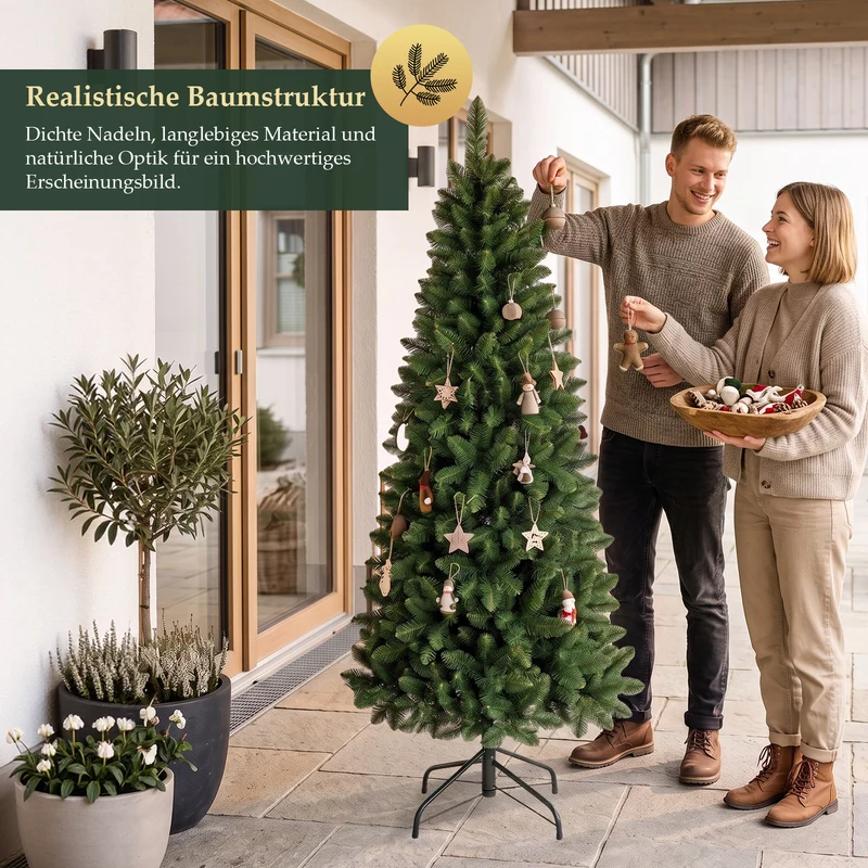 Salcar Künstlicher Weihnachtsbaum – Schmaler Weihnachtsbaum in Bleistiftform mit Metallständer
