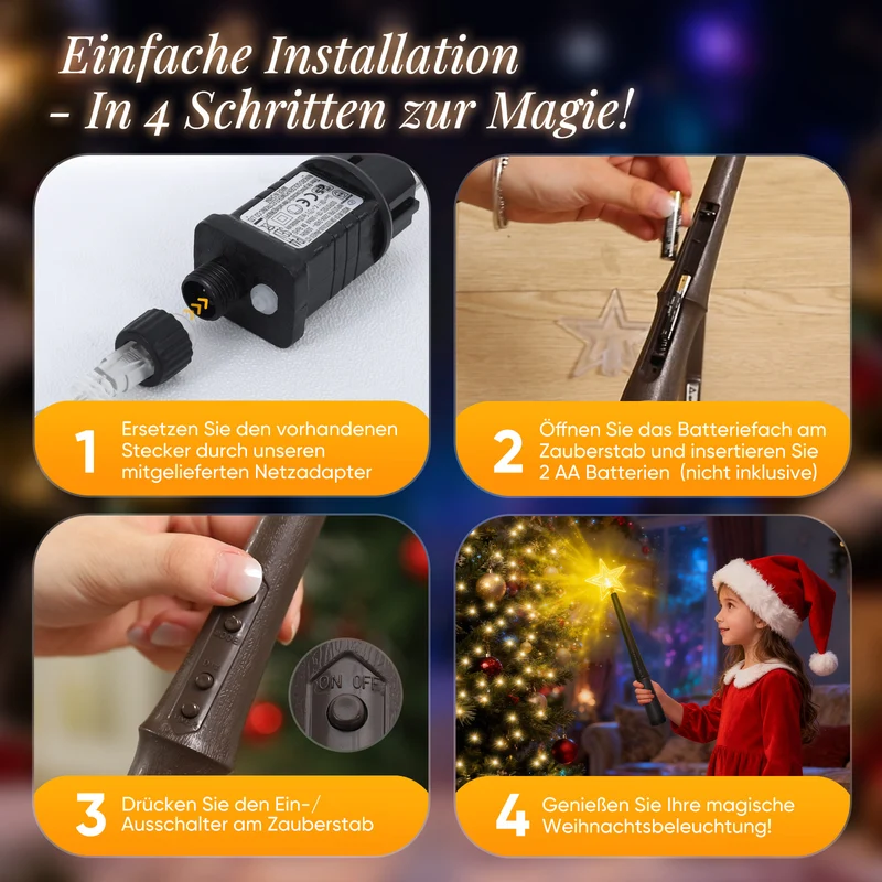 Salcar Magischer Zauberstab Kinder Leuchtend mit Licht & Sound, 24V/31V Zauberstab-Schalter-Set für Weihnachts-, Halloween-, Hochzeits- & Partydekoration