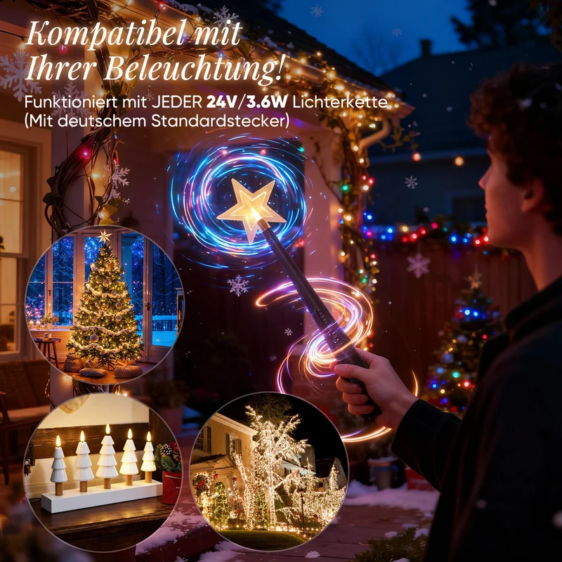 Salcar Magischer Zauberstab Kinder Leuchtend mit Licht & Sound, 24V/31V Zauberstab-Schalter-Set für Weihnachts-, Halloween-, Hochzeits- & Partydekoration