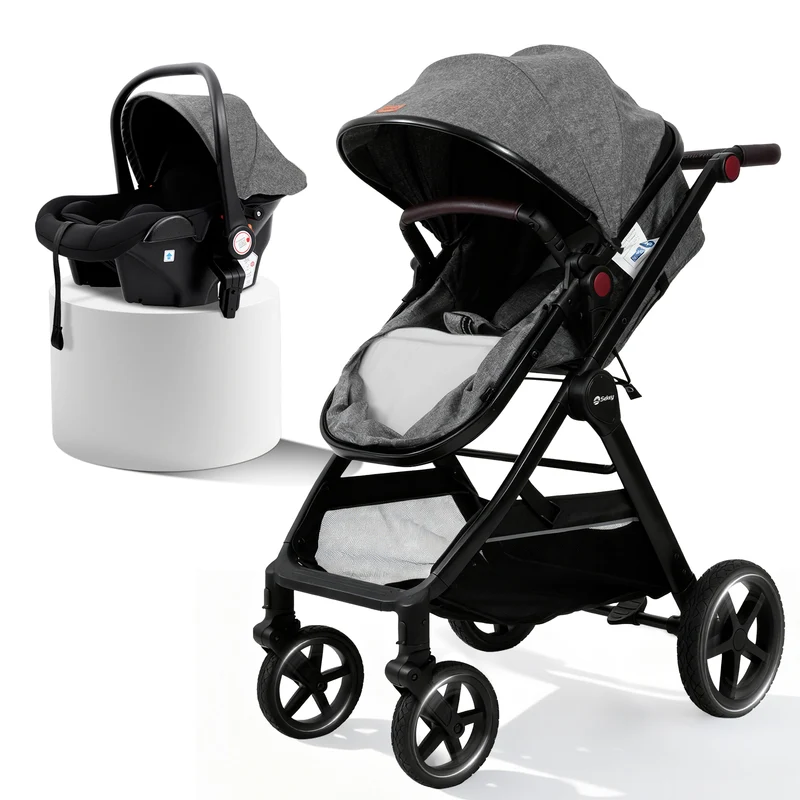 Sekey BW600 3-in-1 Kombi-Kinderwagen Reisesystem mit Babyschale, Liegewanne & Buggy, Moskitonetz, Regenschutz, Federung, 5-Punkt-Gurt, All-Wetter Travel System 0 Jahre