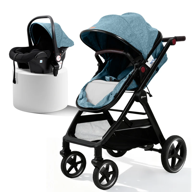 Sekey BW600 3-in-1 Kombi-Kinderwagen Reisesystem mit Babyschale, Liegewanne & Buggy, Moskitonetz, Regenschutz, Federung, 5-Punkt-Gurt, All-Wetter Travel System 0 Jahre