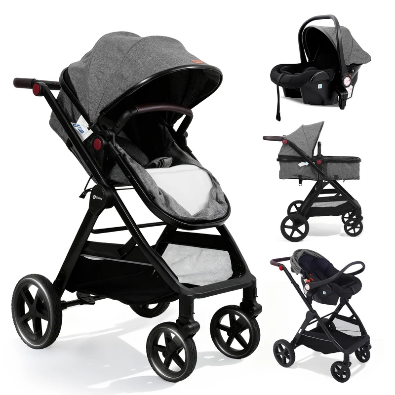 Sekey BW600 3-in-1 Kombi-Kinderwagen Reisesystem mit Babyschale, Liegewanne & Buggy, Moskitonetz, Regenschutz, Federung, 5-Punkt-Gurt, All-Wetter Travel System 0 Jahre
