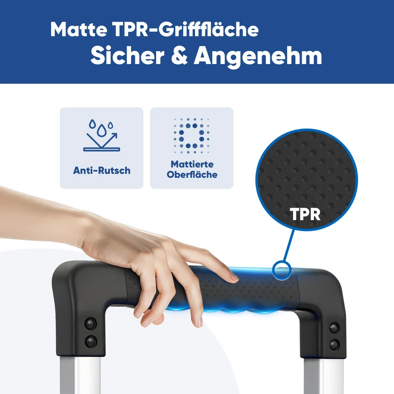 Sekey Klappbare Sackkarre 150 kg Verstärkter Alurahmen, XXL Anti-Rutsch-Ladefläche, TPR-Räder, höhenverstellbarer Griff & 1-Sekunden-Faltung inkl. 2 Expanderseilen