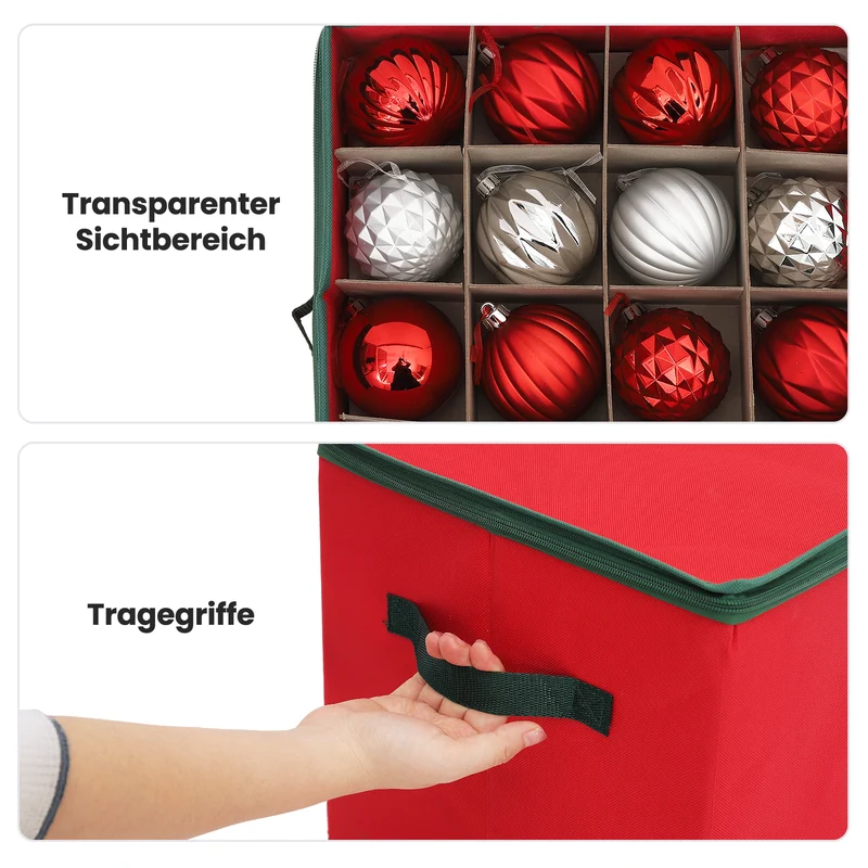 Salcar Aufbewahrungsbox für Weihnachtskugeln – 64 Fächer, stabile Kartontrenner, faltbare Aufbewahrungskiste für Christbaumschmuck & Weihnachtsdeko