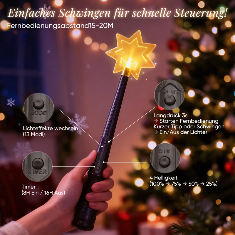 Salcar LED-Lichterkette, 8 Girlanden mit Fernbedienung & Timer, 200 / 280 LEDs Warmweiß, 13 Modi, IP44 Spritzwassergeschützt Perfekte Christbaumbeleuchtung für 9040 cm Tannenbäume