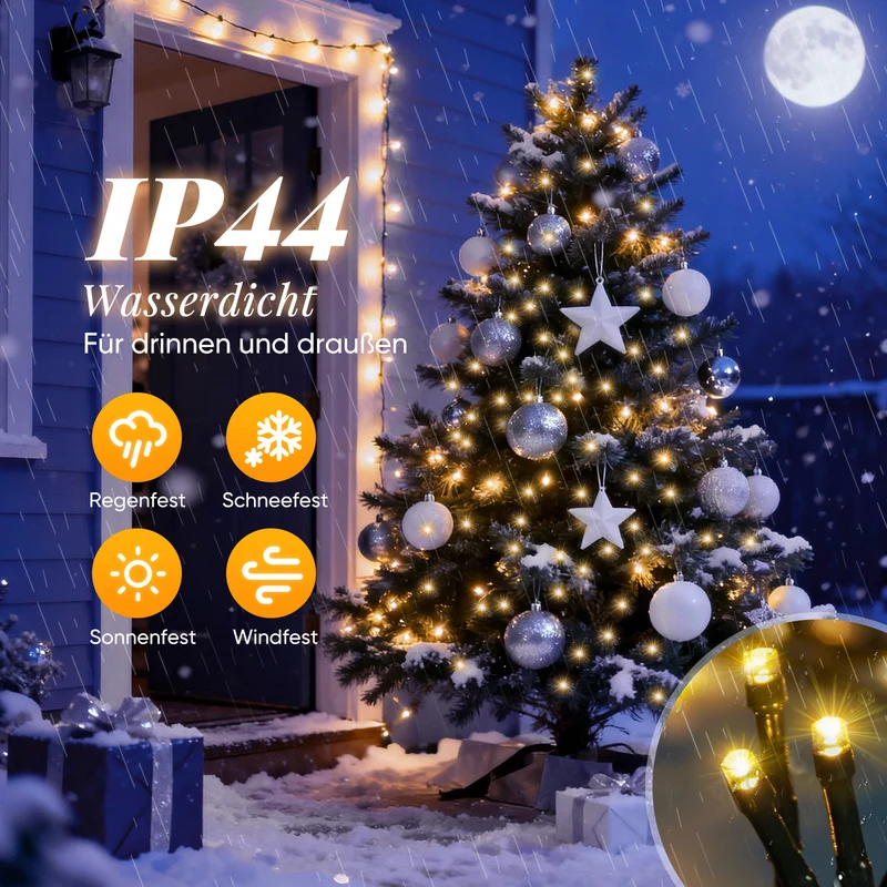 Salcar LED-Lichterkette, 8 Girlanden mit Fernbedienung & Timer, 200 / 280 LEDs Warmweiß, 13 Modi, IP44 Spritzwassergeschützt Perfekte Christbaumbeleuchtung für 9040 cm Tannenbäume