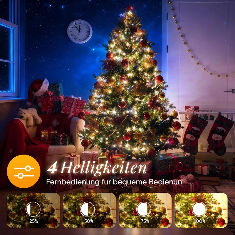 Salcar LED-Lichterkette, 8 Girlanden mit Fernbedienung & Timer, 200 / 280 LEDs Warmweiß, 13 Modi, IP44 Spritzwassergeschützt Perfekte Christbaumbeleuchtung für 9040 cm Tannenbäume