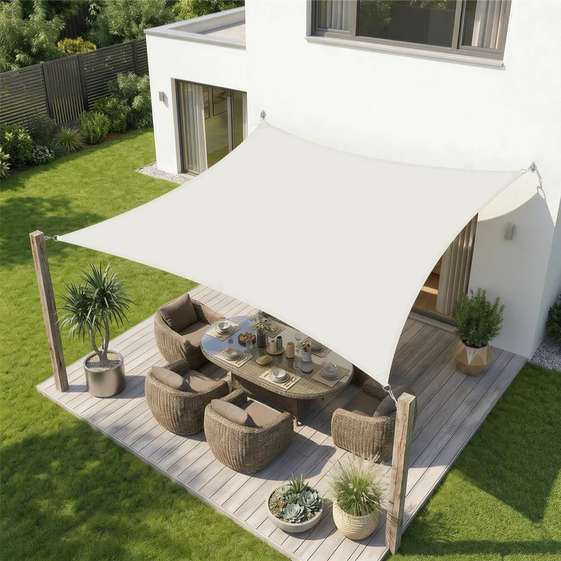 Sekey Sonnensegel Wasserdicht Rechteckig – ohne Mittelnaht, 160 g/m² PES, mit Edelstahl-Ringen & Lotus-Effekt, reißfest, 95% UV-Schutz für Balkon, Terrasse & Garten, weiß