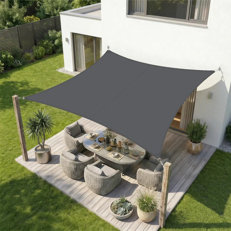 Sekey Sonnensegel Rechteckig – Dunkelgrau, Wasserdicht, 160 g/m² PES, Nahtversiegelt & Reißfest, 95% UV-Schutz, Wetterfest für Balkon, Terrasse & Garten