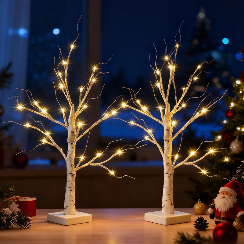 Salcar LED Lichterbaum 60 cm, Birke mit 24 warmweißen LEDs, USB/Batteriebetrieben, Weihnachts- und Partydeko für Zuhause, Geburtstag, Hochzeit, Innendekoration
