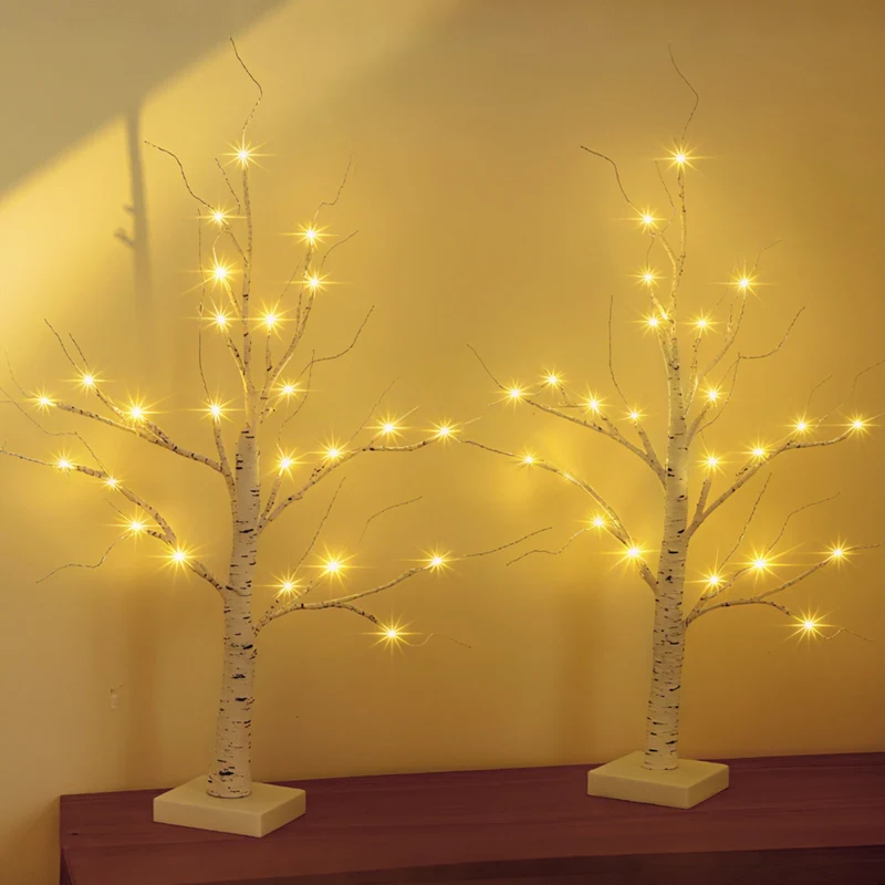 Salcar LED Lichterbaum 60 cm, Birke mit 24 warmweißen LEDs, USB/Batteriebetrieben, Weihnachts- und Partydeko für Zuhause, Geburtstag, Hochzeit, Innendekoration
