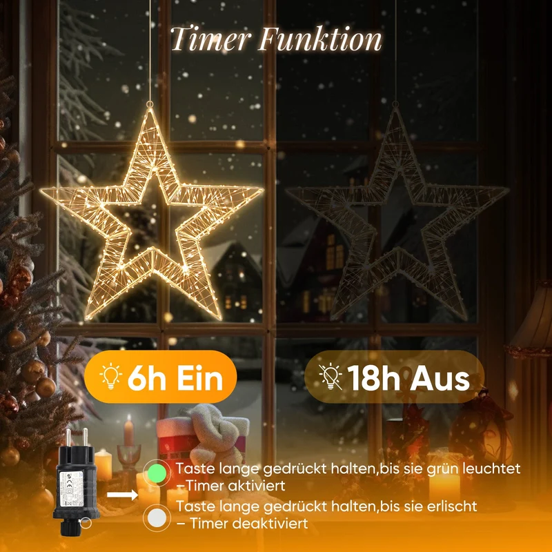 Salcar LED Weihnachtsstern 45 cm, Metall Leuchtstern mit 720 LEDs, 8 Modi & Timer, Stern Fenster Deko, Innen & Außen, Warmweiß