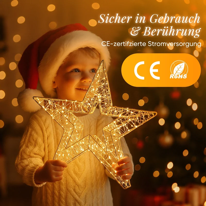 Salcar LED Weihnachtsstern 45 cm, Metall Leuchtstern mit 720 LEDs, 8 Modi & Timer, Stern Fenster Deko, Innen & Außen, Warmweiß
