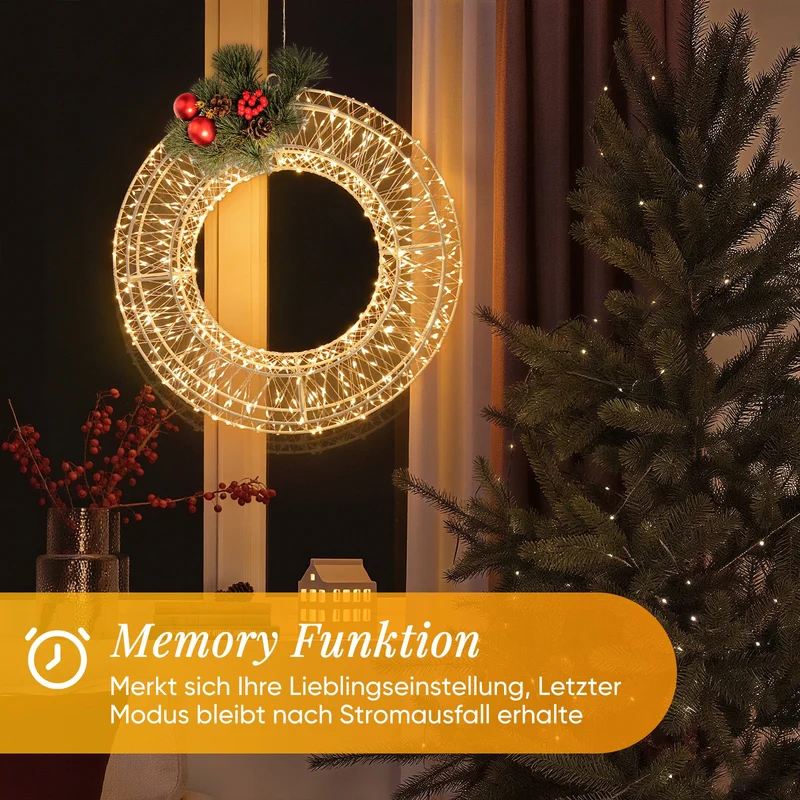 Salcar LED Lichtkranz Ø45 & Ø55 cm, 720 LEDs, Hängekranz, Weihnachtsdeko Fenster & Tür, 8 Modi, Timer & Memory, IP44 Wasserdicht, Innen & Außen, Warmweiß