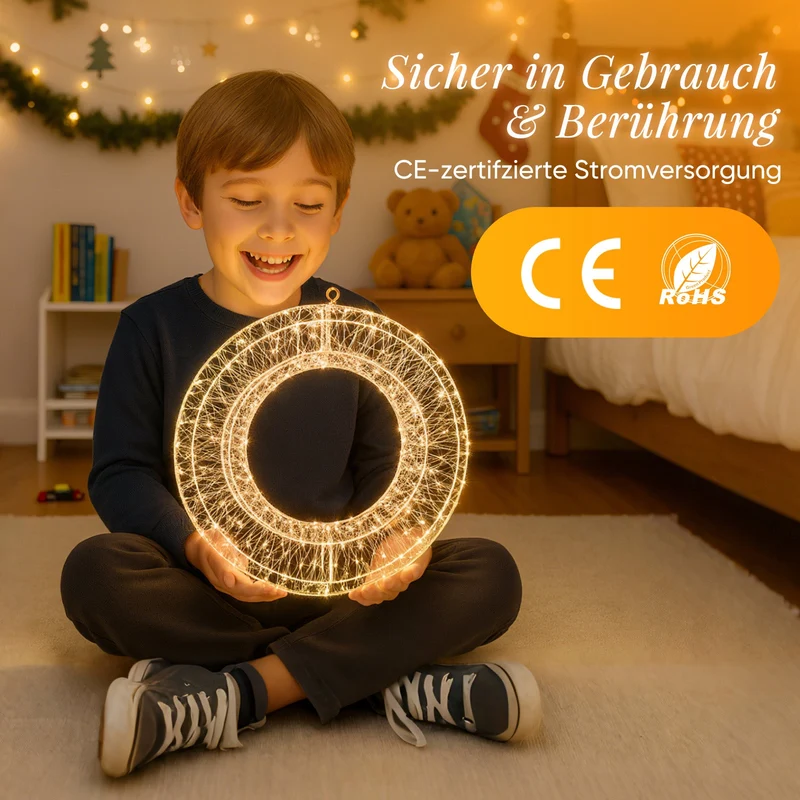Salcar LED Lichtkranz Ø45 & Ø55 cm, 720 LEDs, Hängekranz, Weihnachtsdeko Fenster & Tür, 8 Modi, Timer & Memory, IP44 Wasserdicht, Innen & Außen, Warmweiß